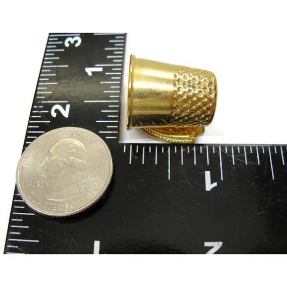 Pike's Peak Colorado Metal Thimble Vintage Gold Tone - Picture 8 of 8